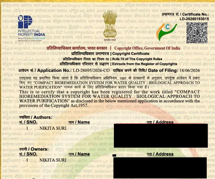 My copyright certificate from the Copyright Office, Government of India.