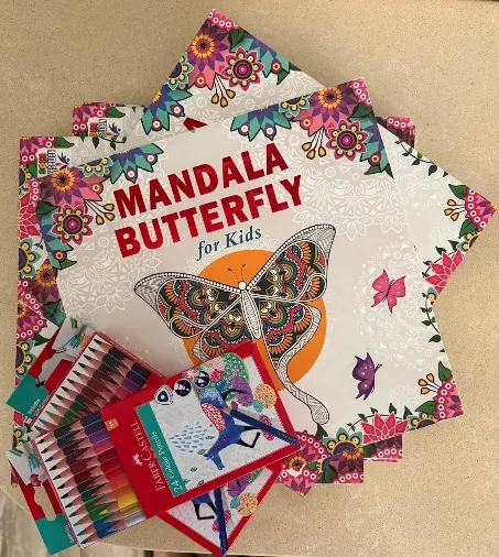 Children colouring mandala designs
